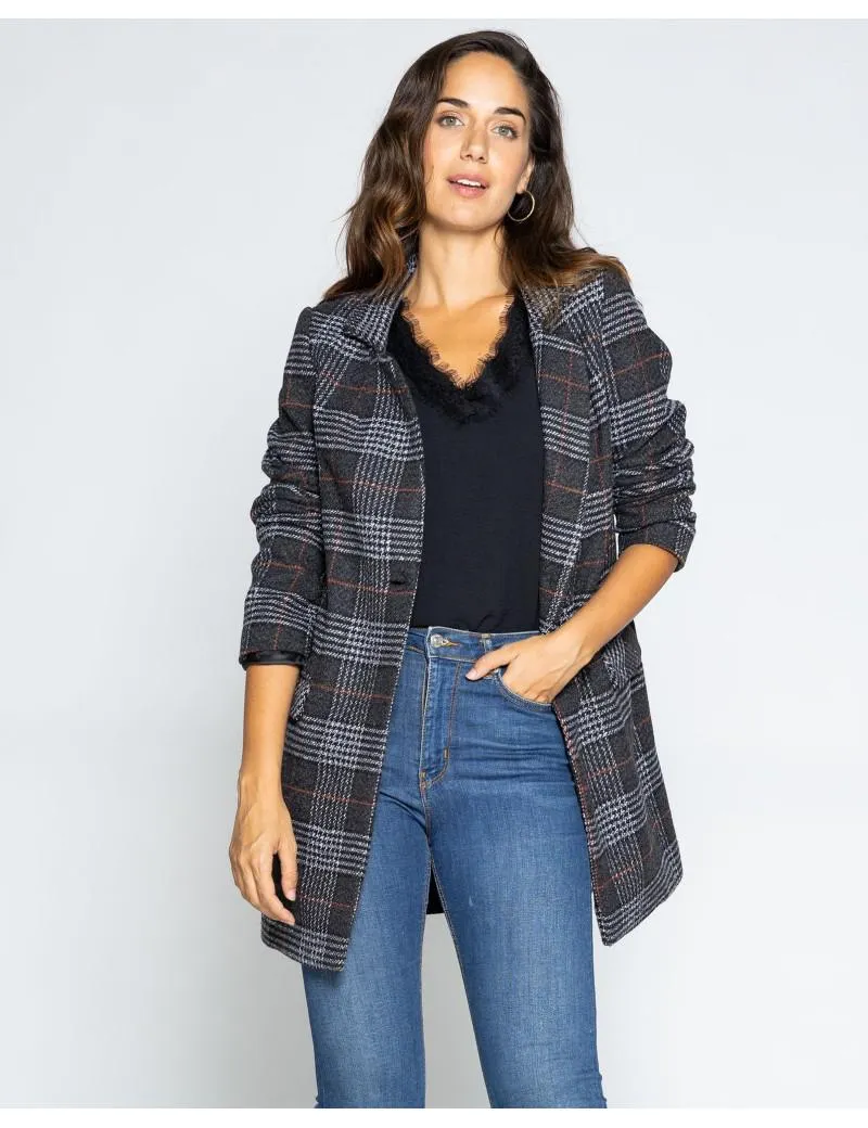 Abrigo Cuadros Solapa Invertida