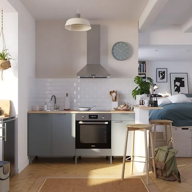 Cocina en kit Eleki gris 3 módulos bajos L.180 x H.87 x P.58 cm