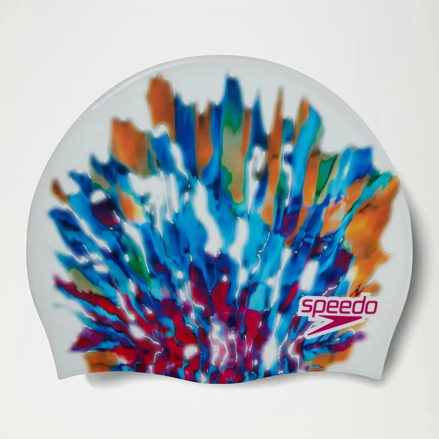 Gorro de natación con impresión digital para adulto, azul/rosa