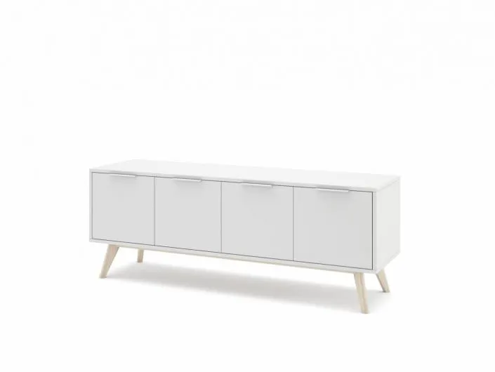 Mueble tv 4 puertas color blanco y cera blanca
