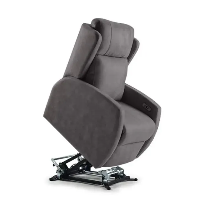 Sillón Relax Elevador 2 Motores sin Ruedas RIVER Tapizado en Tela Gris