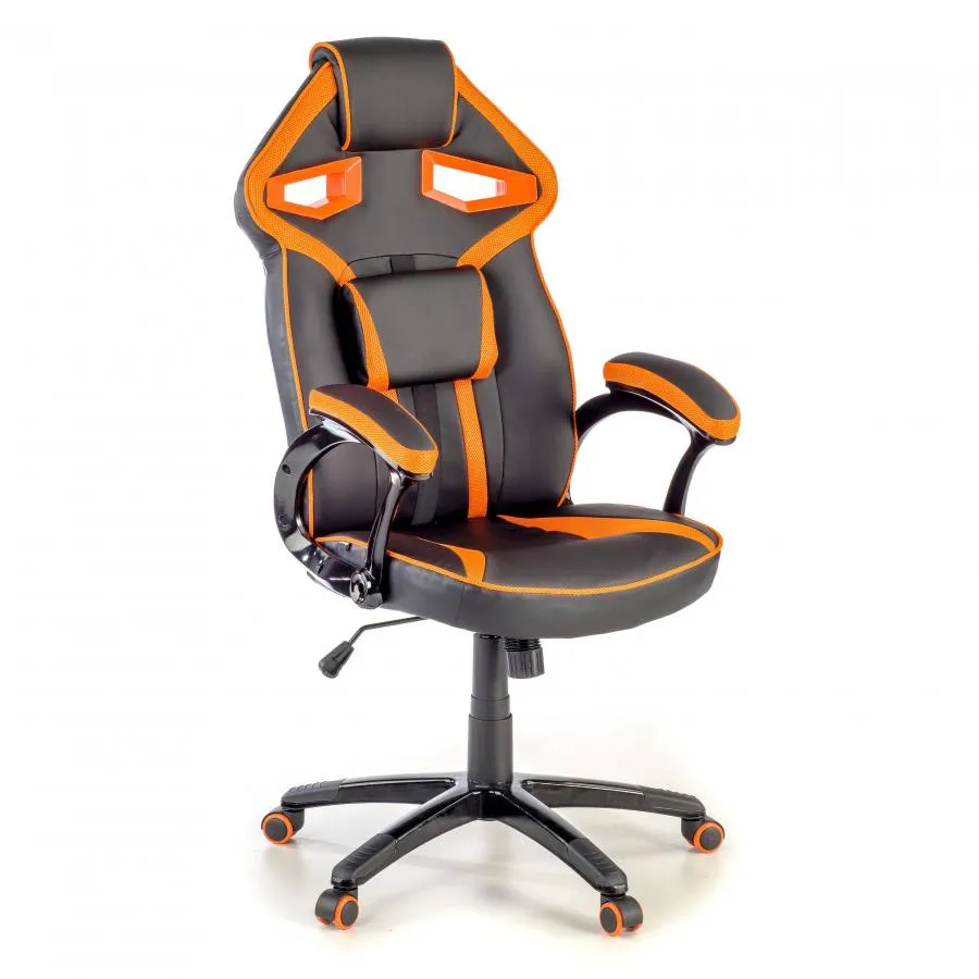 Silla Gaming Warrior, soporte lumbar, acolchada - Naranja
