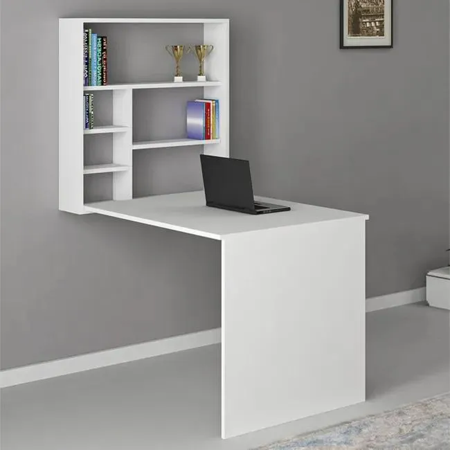 Escritorio de Oficina - Mesa de trabajo plegable de pared blanco 63x90x154cm