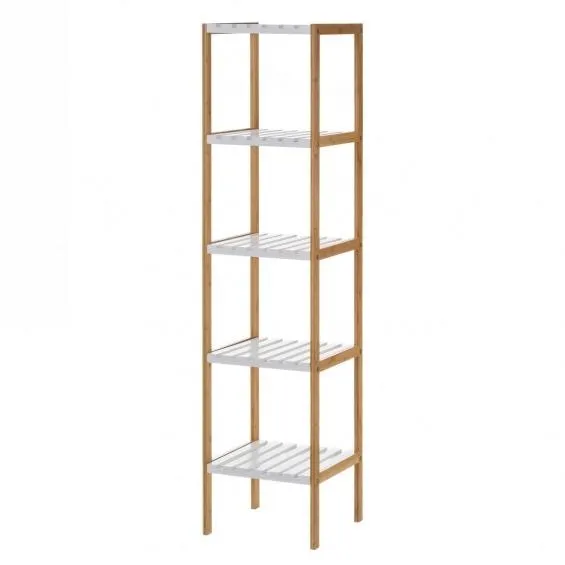 ESTANTERIA 5 BALDAS BAMBU BLANCO