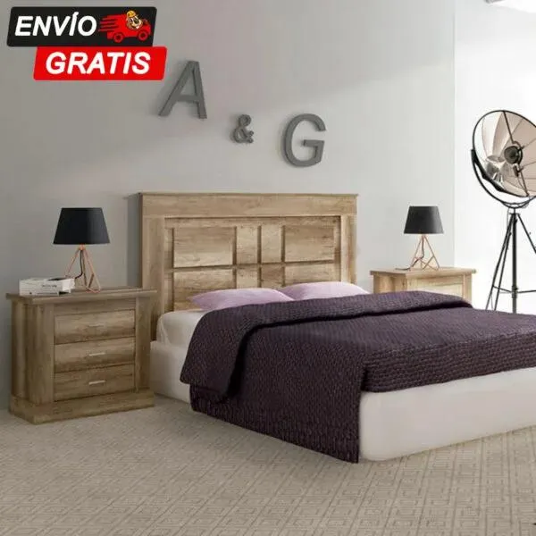 Cabecero y 2 Mesitas Rustikas