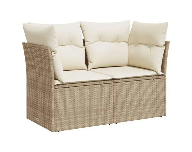 vidaXL sofá de jardín con cojines de 2 plazas ratán sintético beige