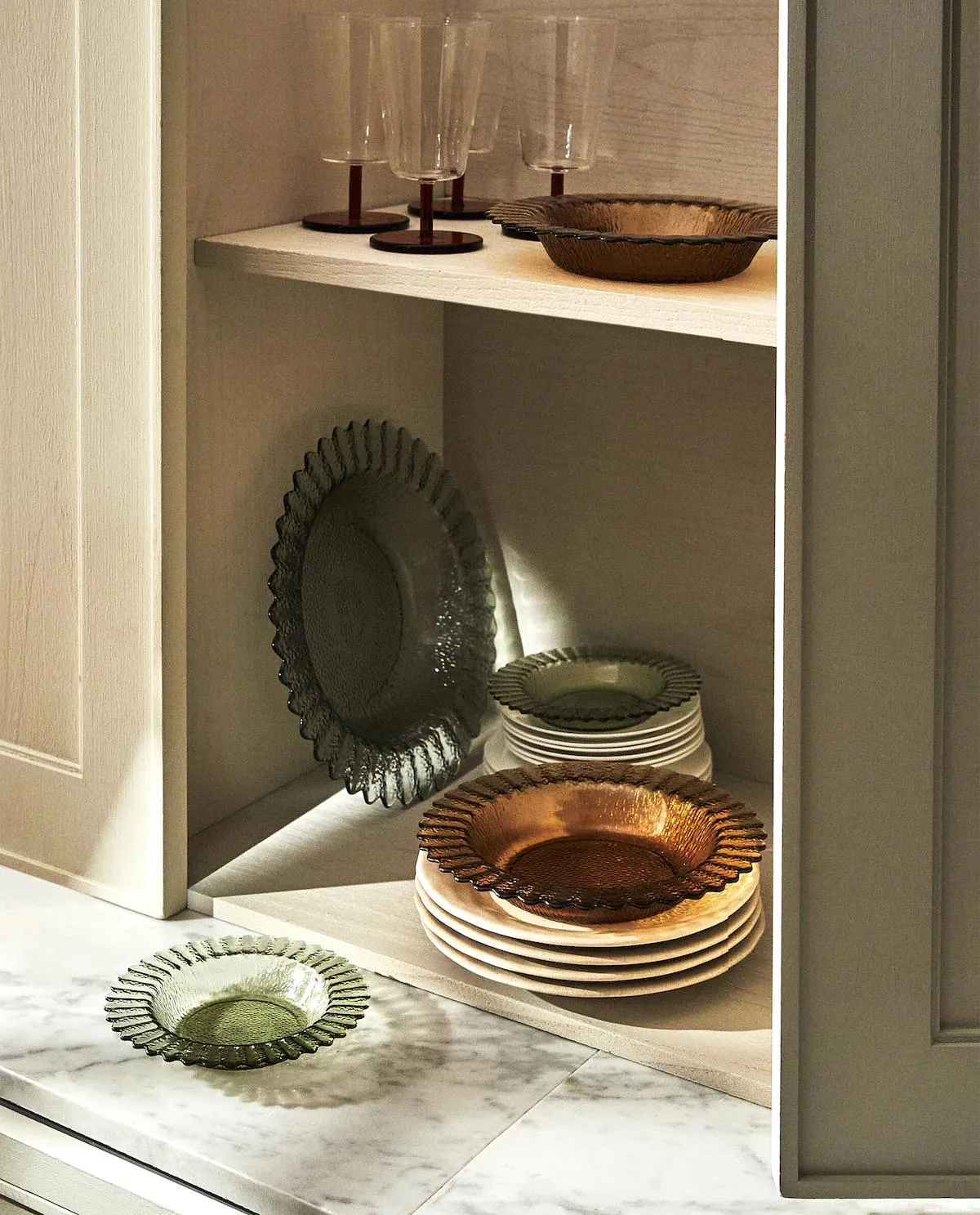 FUENTE Y BOWL VIDRIO ONDAS