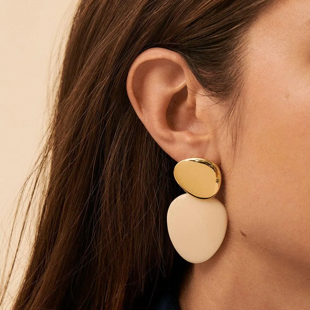 Pendientes largos BRIGITTE - Marfil / Oro