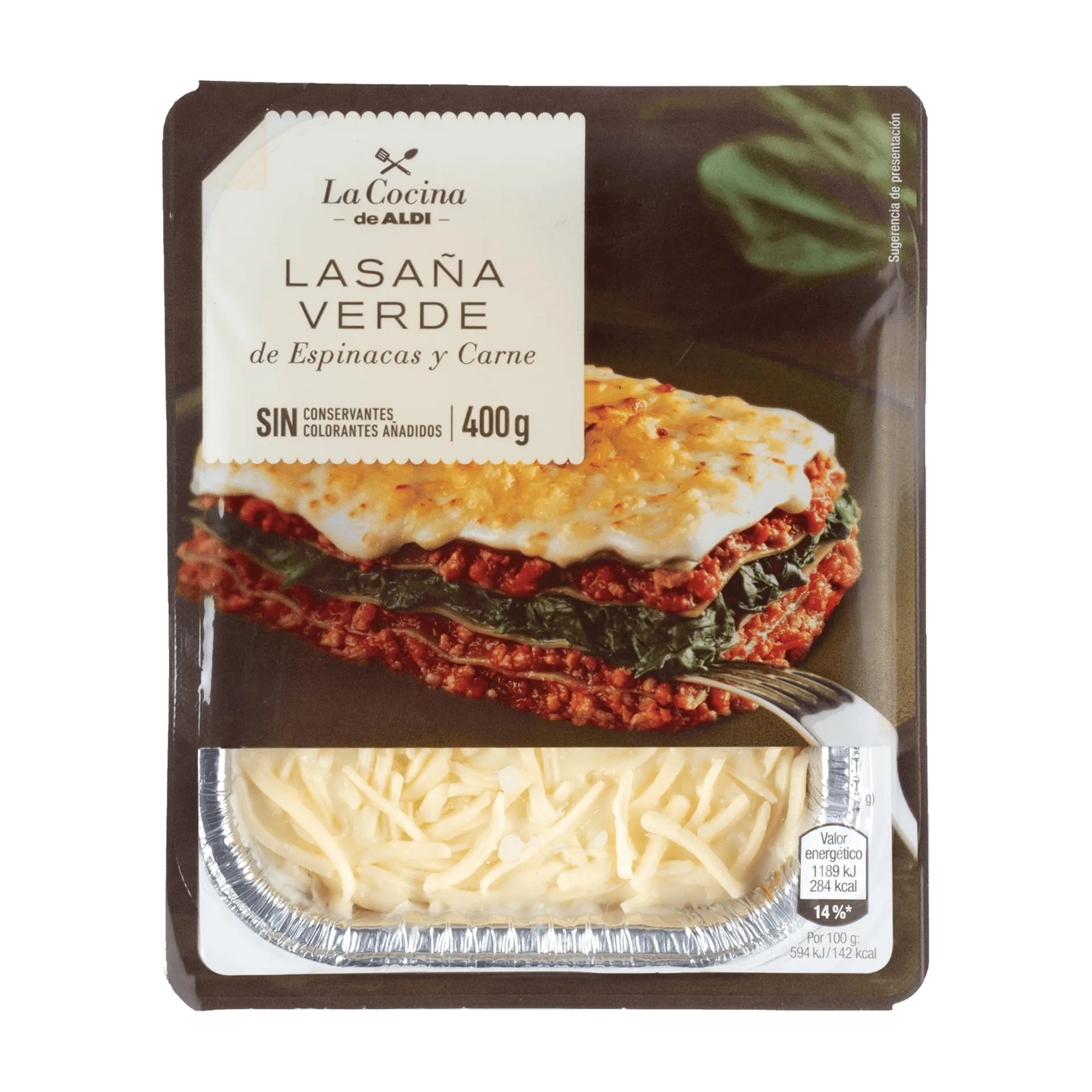 Lasaña de espinacas y carne