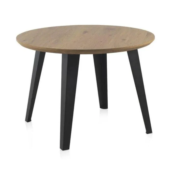 Mesa de comedor en madera de Fresno con patas de metal negro GABAR 10311