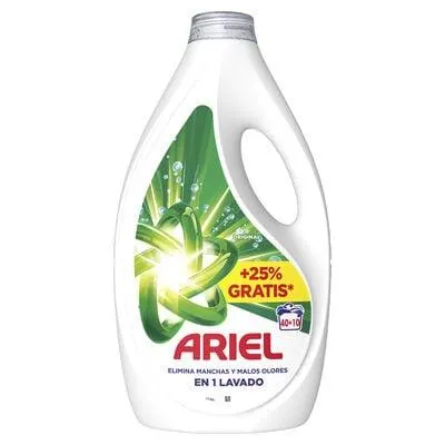 Detergente liquido Ariel 50 lavados original elimina manchas y malos olores