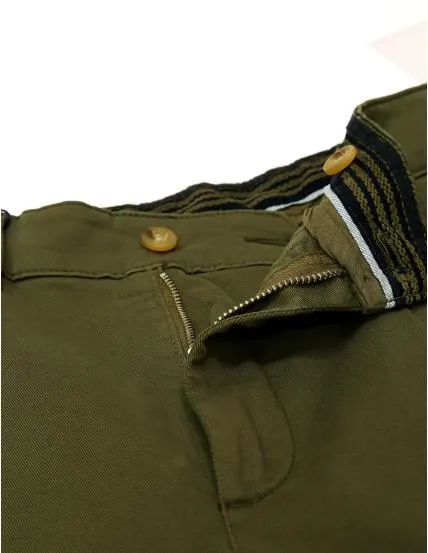 Pantalón gabardina elastan pinzas Verde