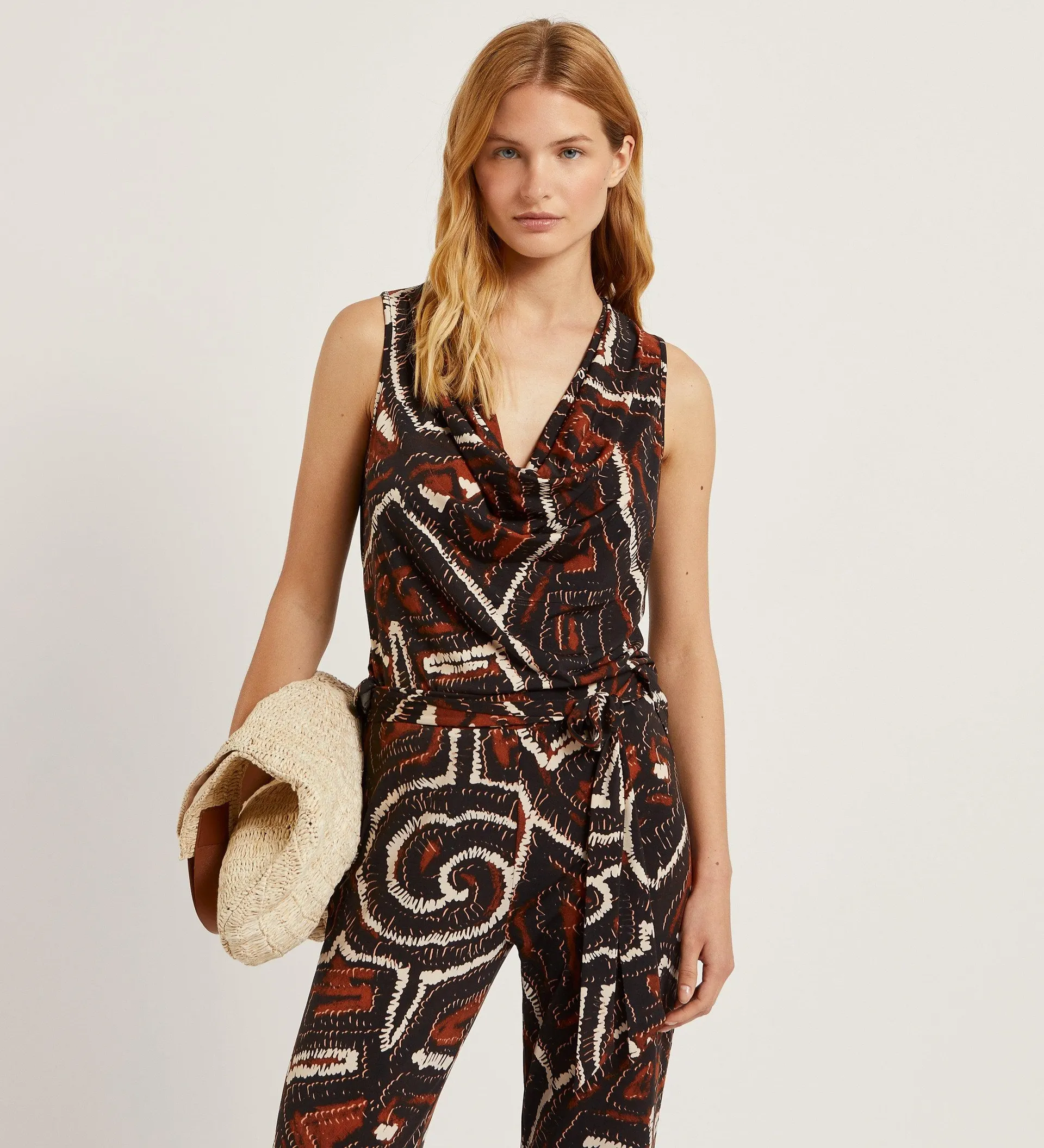 Top punto estampado drapeado