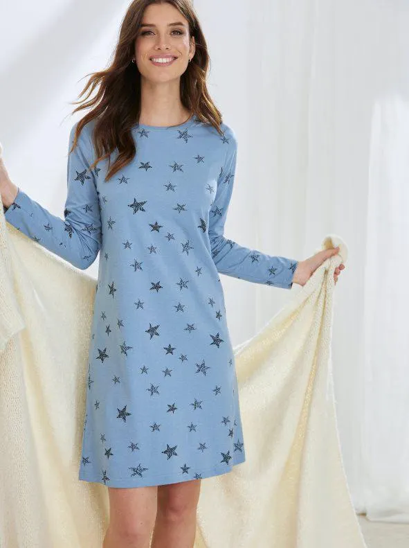 Camisón manga larga estampado estrellas