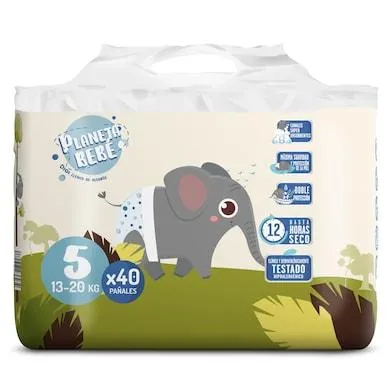 Pañales 13-20 kgs talla 5 Planeta Bebé de Dia bolsa 40 unidades