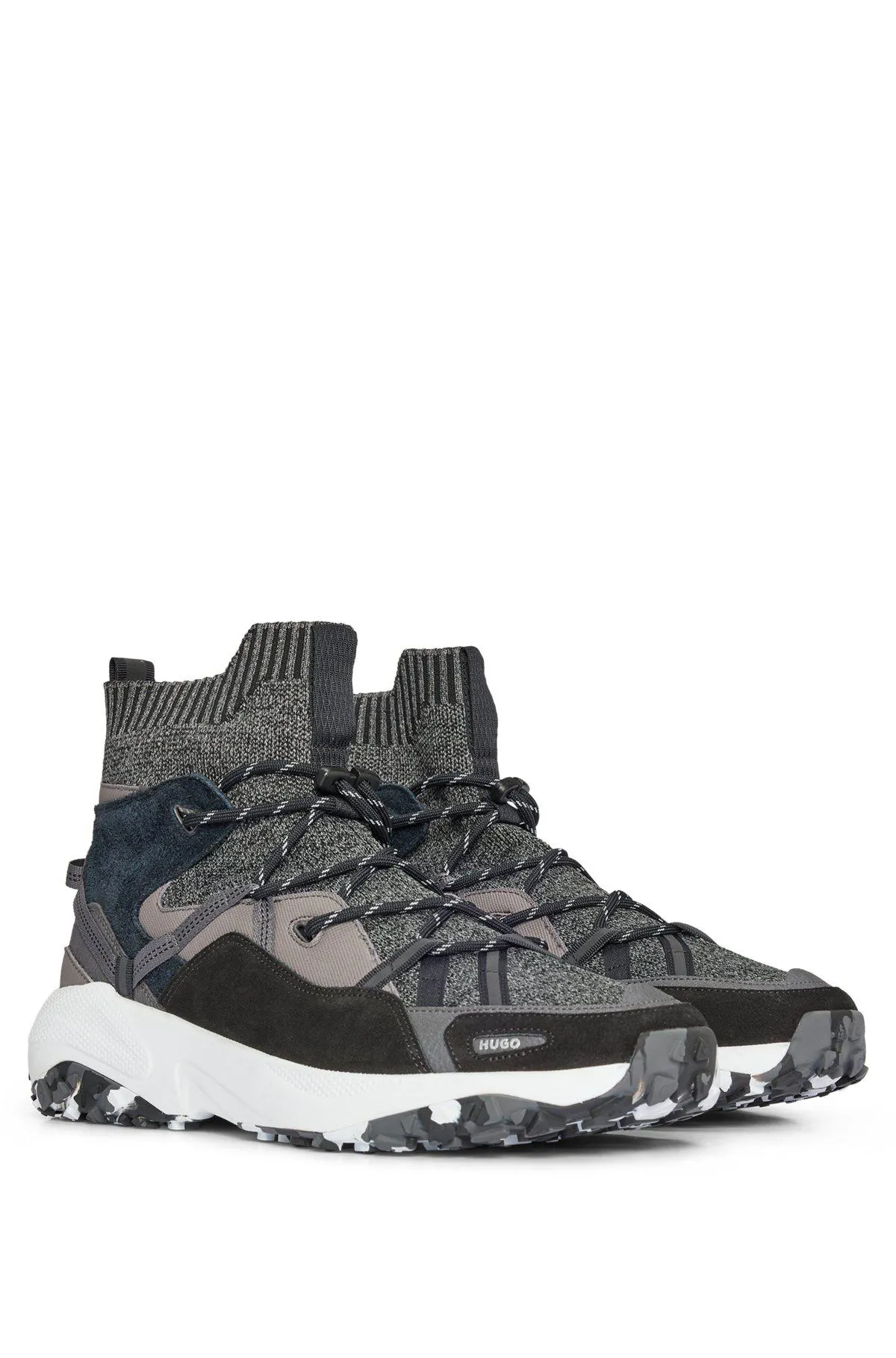 Deportivas de caña alta estilo calcetín de mezcla de materiales