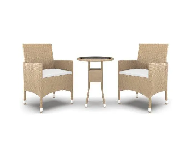 vidaXL juego de comedor para jardín de 3 piezas ratán sintético beige