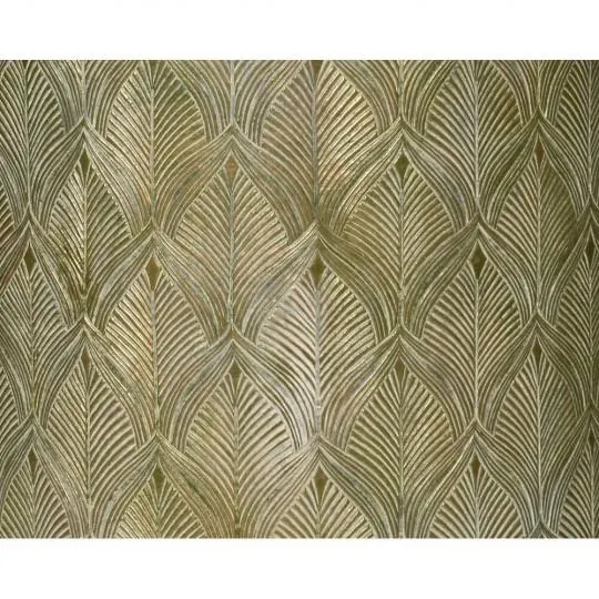 MACETA LEAF VERDE DORADO 37X36.5CM