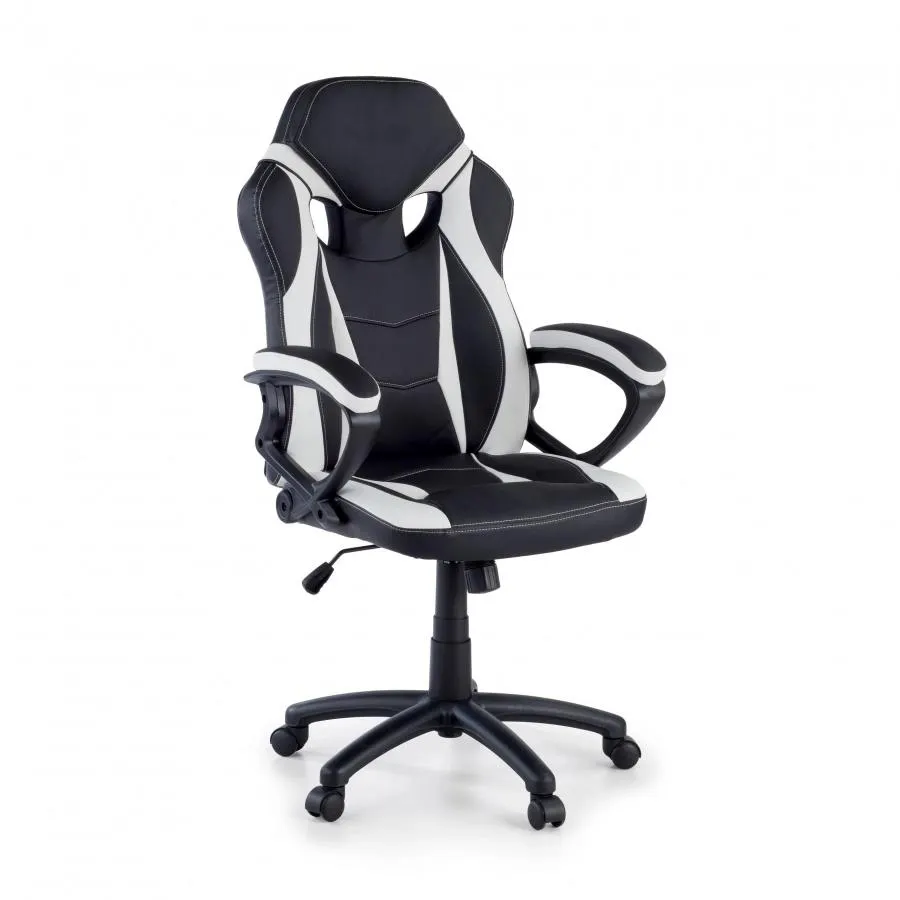 Silla Gamer Drift, diseño deportivo, acolchado - Blanco