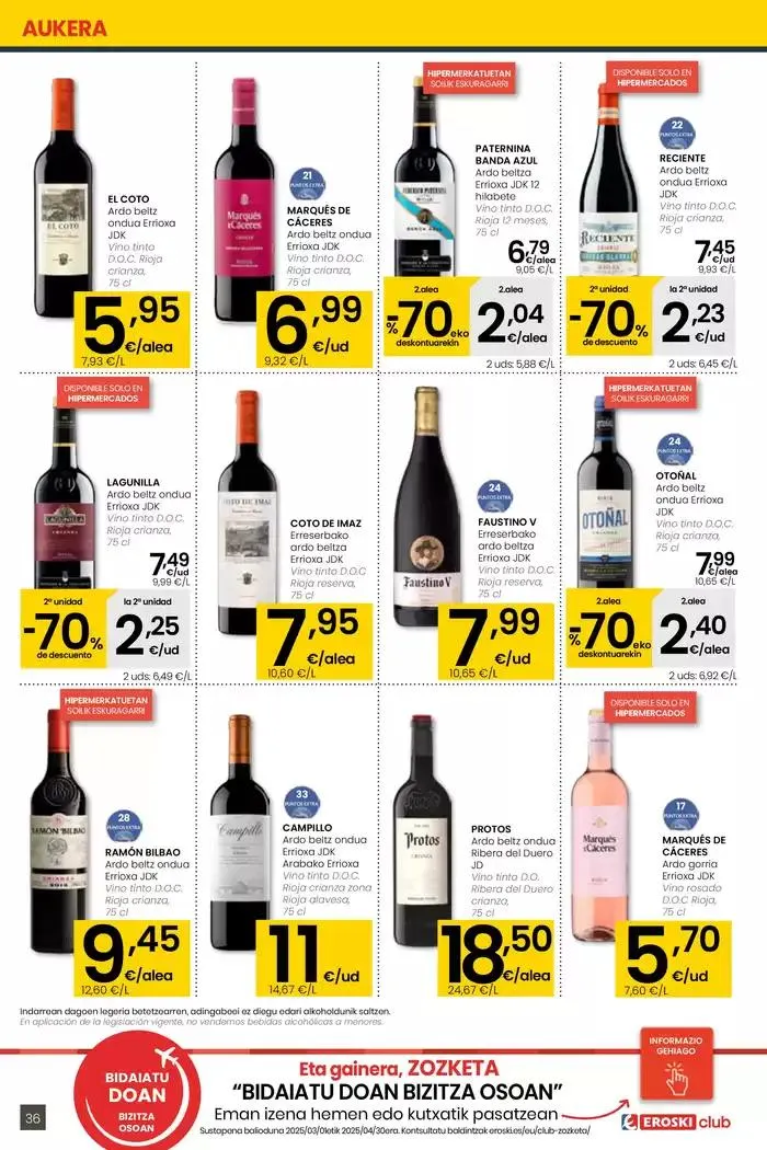 Catálogo de AUKERA OFERTA HIPERMERKATUAK EROSKI 10 de abril al 29 de abril 2025 - Página 36