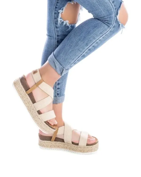 Sandalias Abiertas Mujer Beige 170707