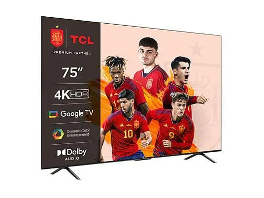 TV LED 75" - TCL 75P635, LCD, 4K HDR TV, Google TV, Control por voz, Smart TV, Dolby Audio, HDR10, Negro