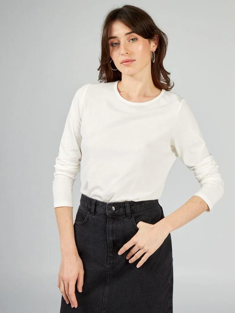T-shirt in jersey a maniche lunghe - Bianco