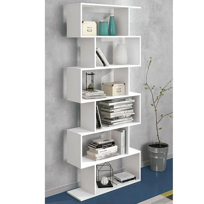 Estantería asimétrica Aura 7 niveles blanco 203x80x25 cm