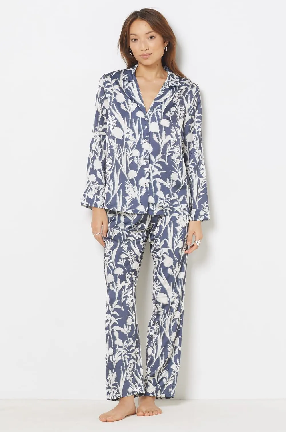 Camisa pijama satén estampado floral