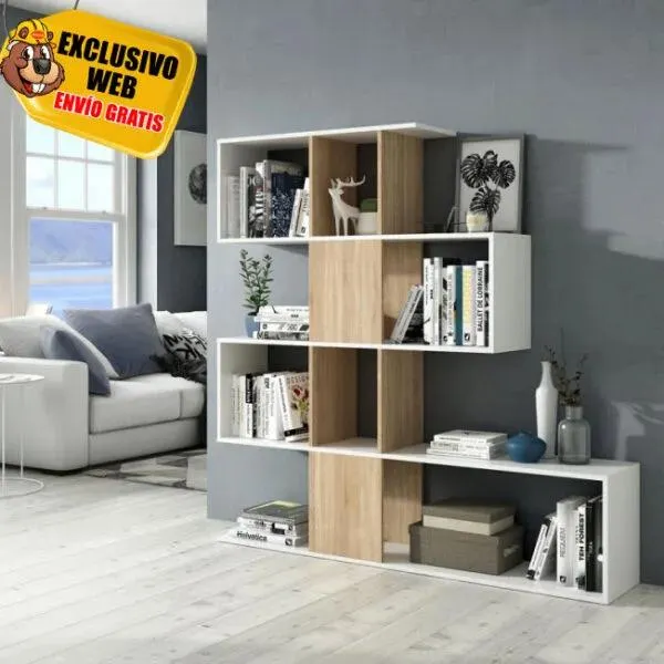 Estanteria zig-zag blanco artik-roble canadian