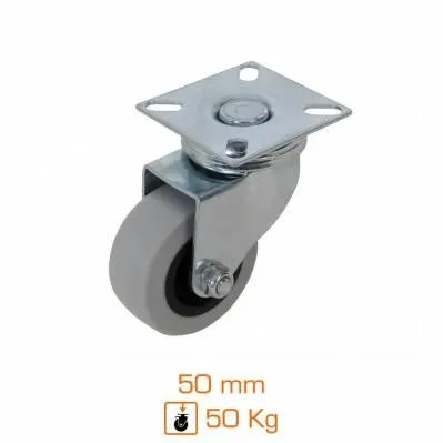Rueda giratoria de caucho - 50 mm - 50 kg