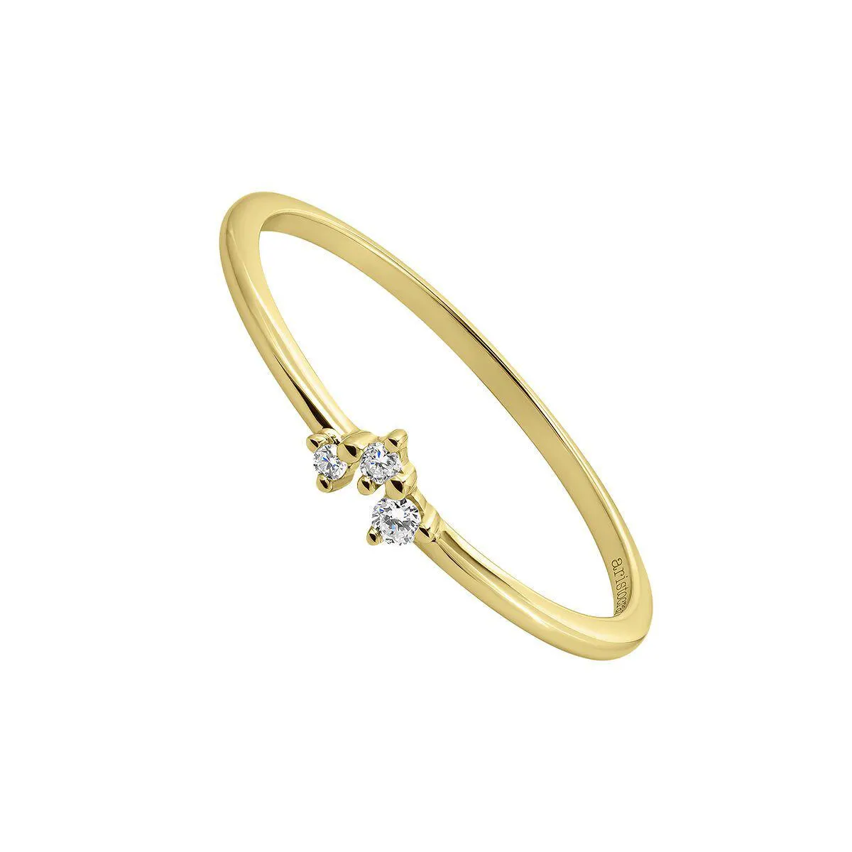 Anillo tresillo diamantes 0,027 cts oro 9 kt
