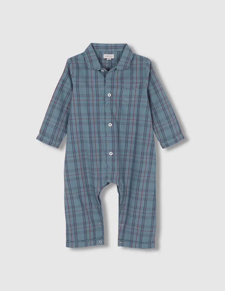 Pijama De Cuadros Coral Oscuro