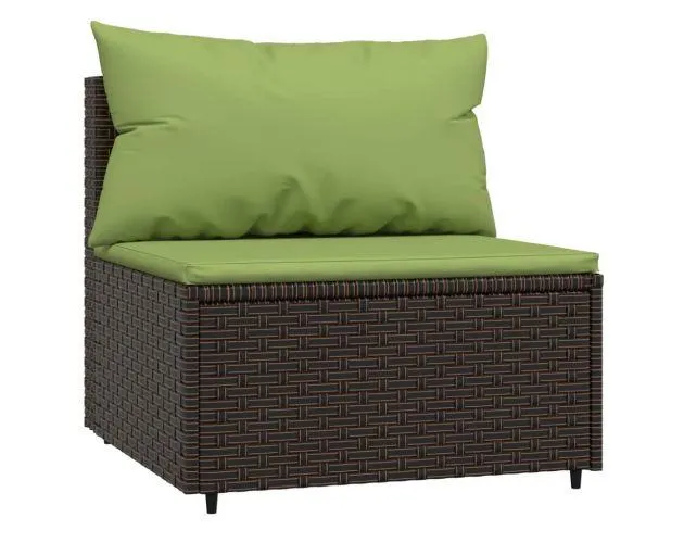 vidaXL sofá central de jardín con cojines ratán sintético marrón