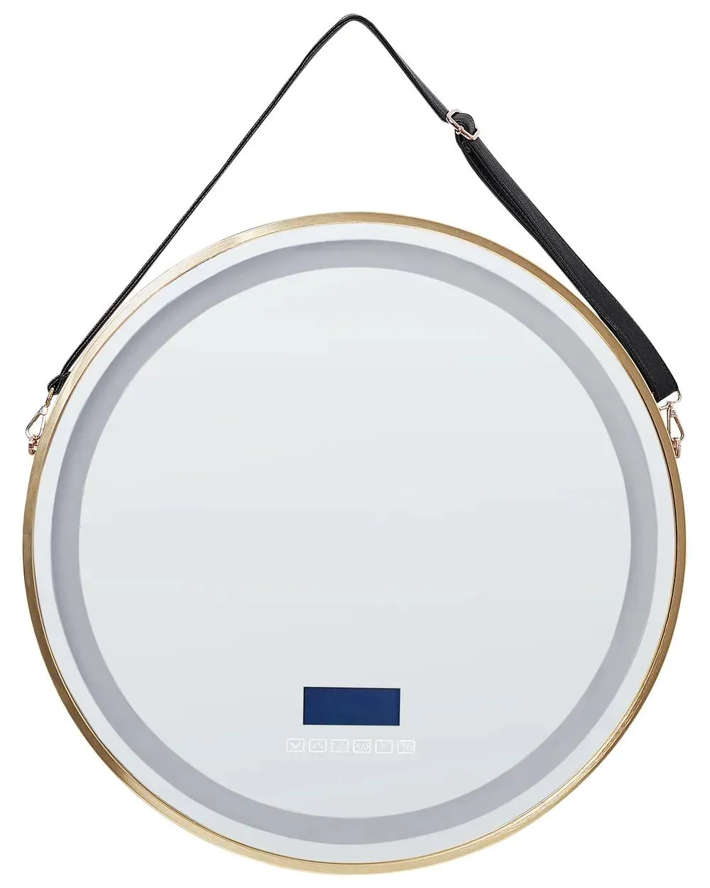 Espejo LED de baño DAROIS 60 cm 60 cm con altavoz Bluetooth integrado Dorado