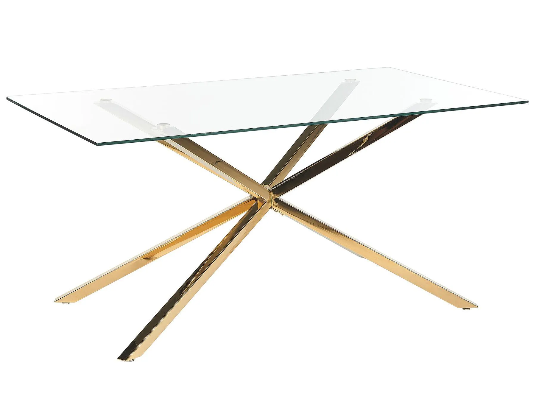 Mesa de comedor CORA Dorado 160 cm 90 cm Vidrio templado