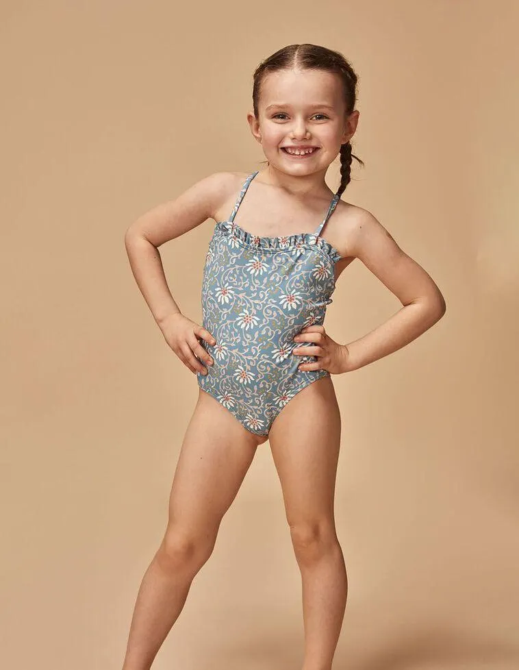 Bañador estampado flores azul claro