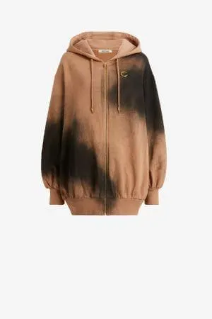 Chaqueta con capucha de algodón tie-dye