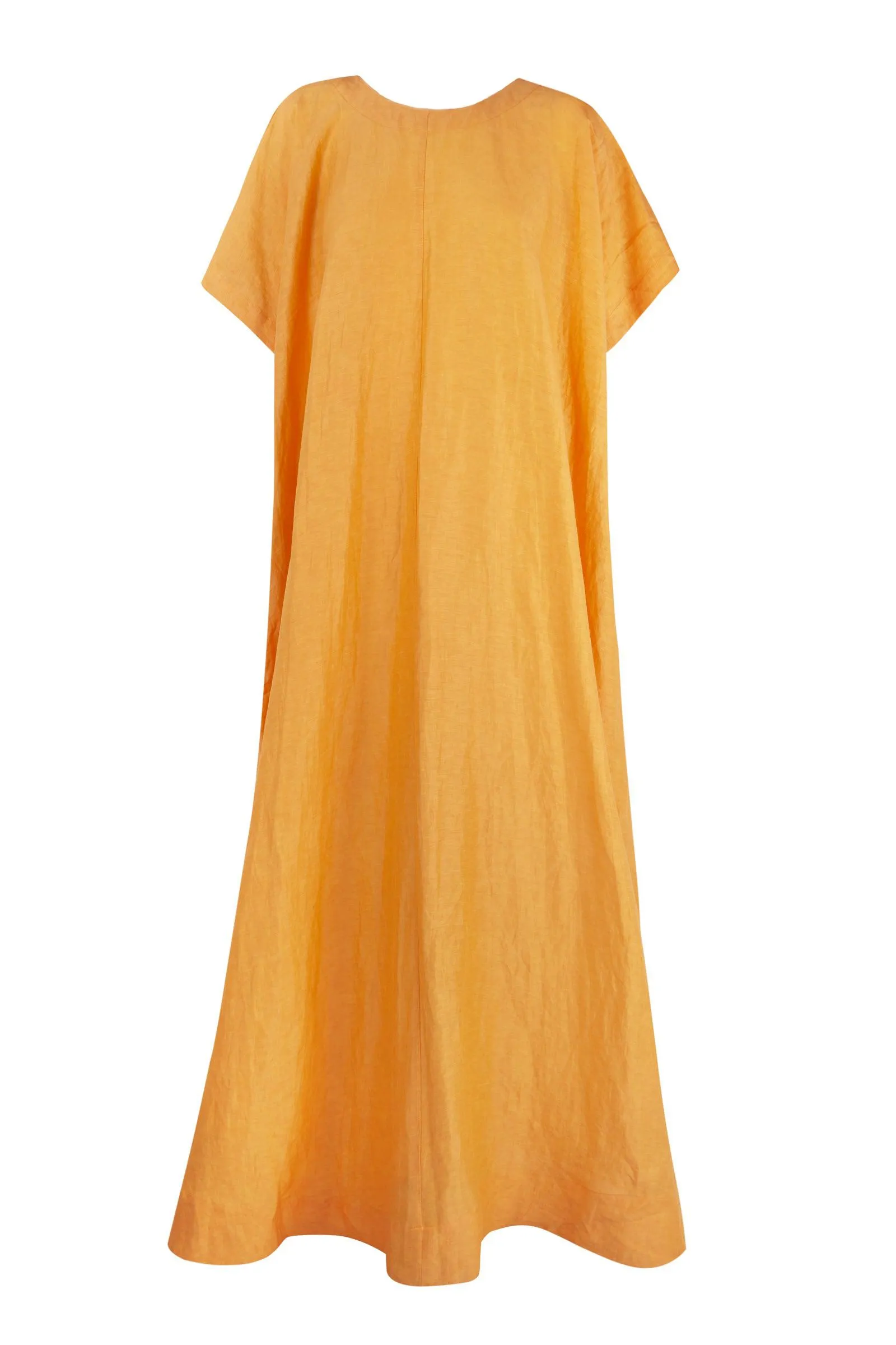Paper, tangerine dress in linen and silk