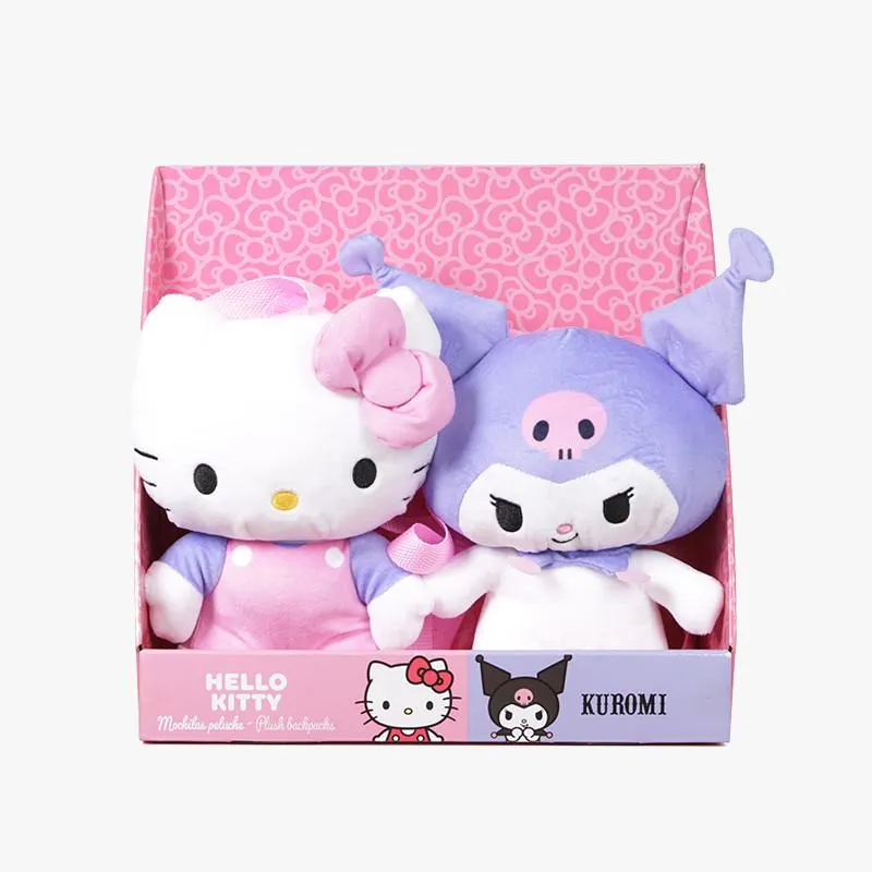 SANRIO SET 2 MOCHILAS PELUCHE HELLO KITTY Y KUROMI
