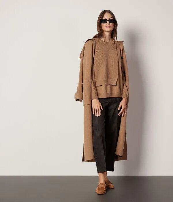 Jersey con cuello redondo de Cashmere Ultrasoft con panel