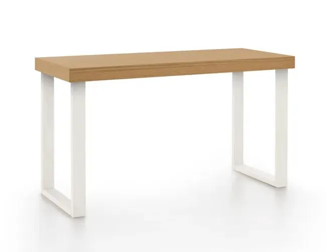 Escritorio Berlín de madera maciza natural, color encerado y blanco