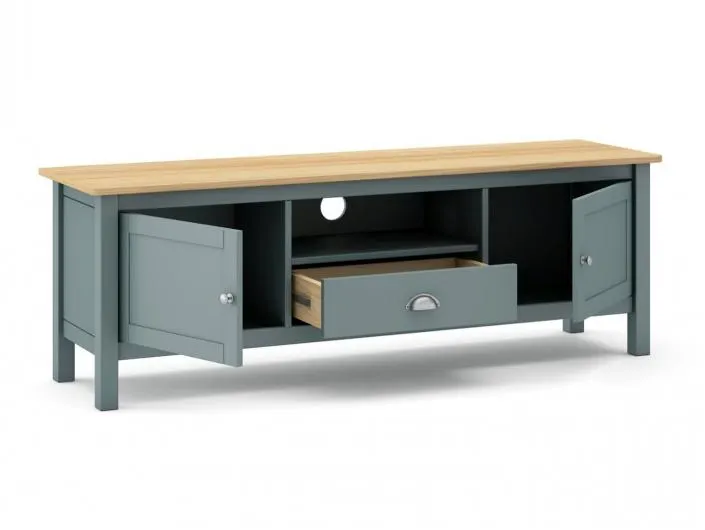 Mueble Tv Verde Kaki 444c y Roble con 2 puertas y 1 cajon