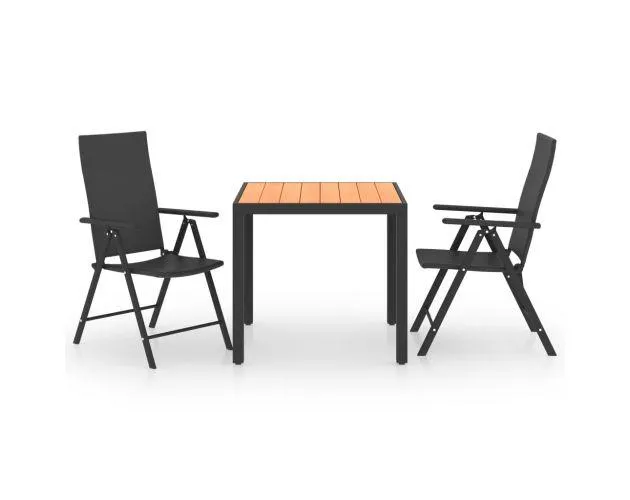 vidaXL juego de comedor para jardín 3 piezas negro y marrón