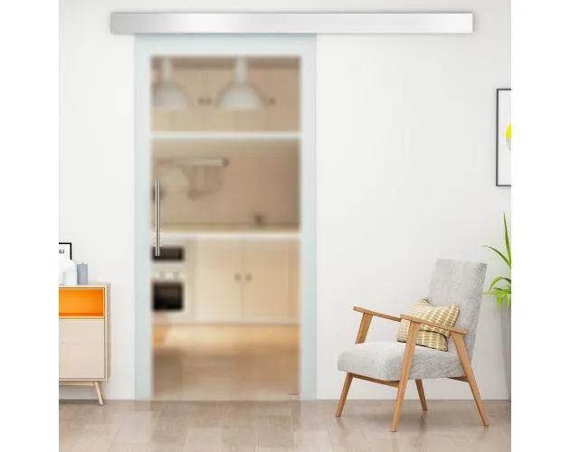 Puerta corredera vidrio, aluminio color translúcido 200x213 cm homcom