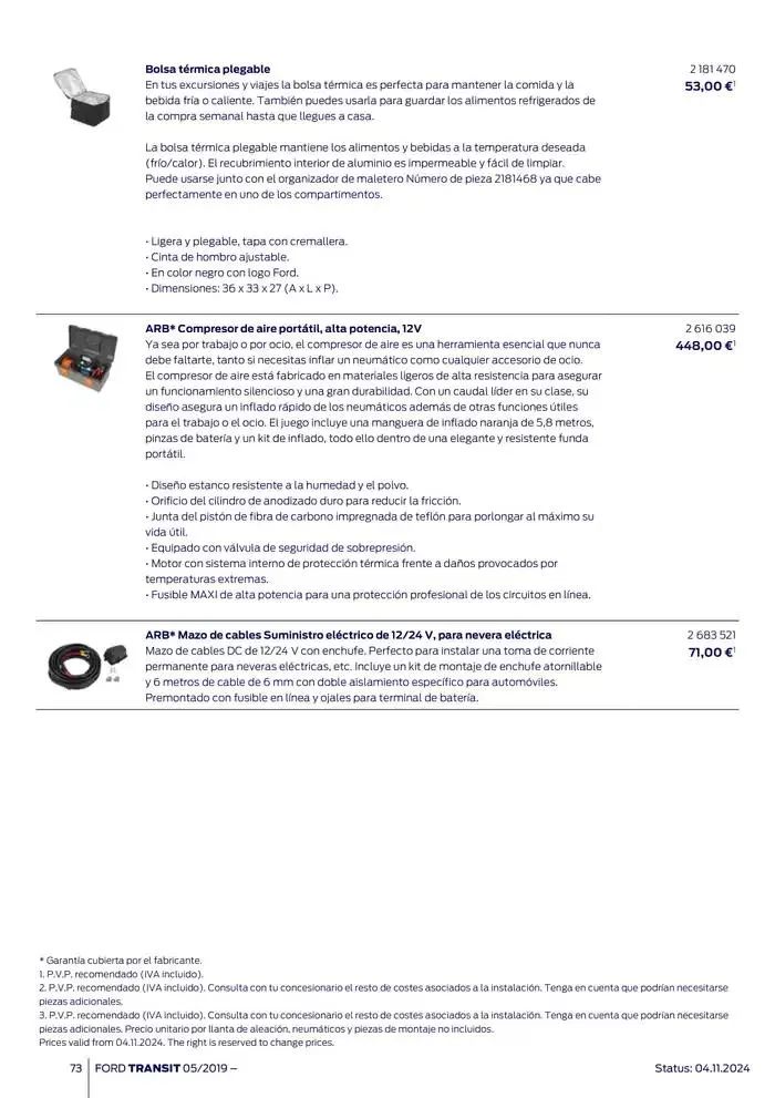 Catálogo de Ford de accesorios Transit Van 13 de noviembre al 13 de noviembre 2025 - Página 73