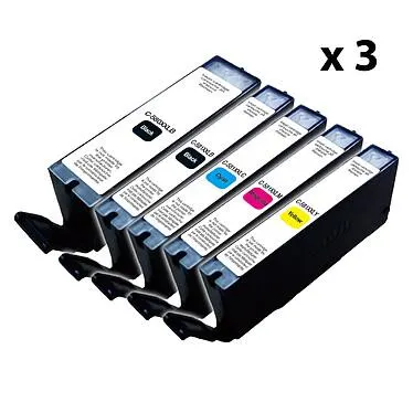 Paquete de 5 cartuchos C-580/581XXL 2BK/C/M/Y (x 3)[LDLCCONTEXT:Con capacidades de impresión equivalentes a los cartuchos Canon, estos 5 cartuchos de tinta C-580/581XXL ofrecen una solución económica y eficaz para tus necesidades diarias. ]