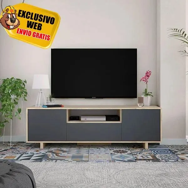 Mueble Tv 3 puertas Zaira Roble-gris