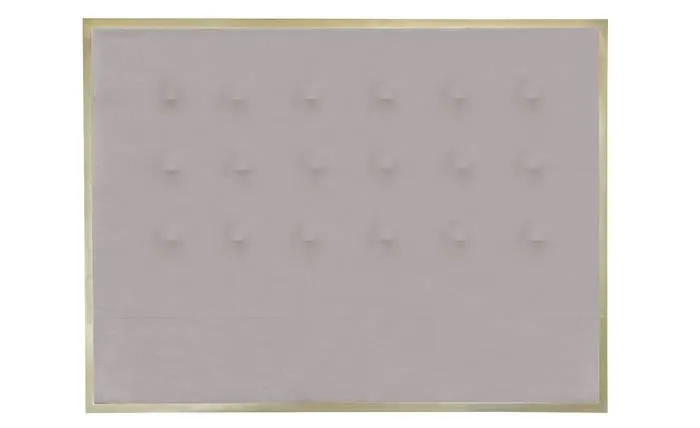 Cabecero Donna 140 cm tela beige con marco de metal dorado