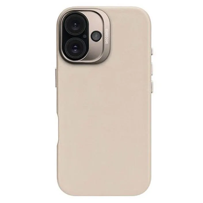 Funda de piel DECODED para iPhone 16 Beige